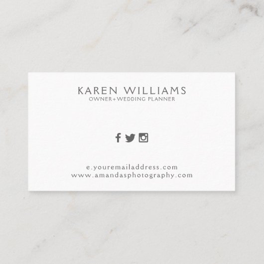 Witlly bouquet floral monogram visitekaartje (Achterkant)