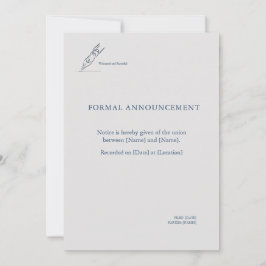Witness Pen- Minimalist Elopement Announcement  Kaart