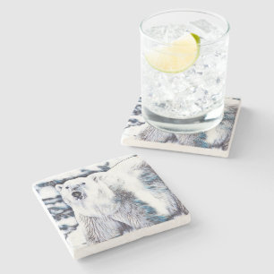 Witpolair beer stenen onderzetter