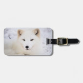 Witpoolvos sneeuw schattig dier gepersonaliseerd bagagelabel (Voorkant horizontaal)