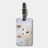 Witpoolvos sneeuw schattig dier gepersonaliseerd bagagelabel (Voorkant verticaal)