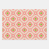 Witrode groene bohemische mozaïekpatronen inpakpapier vel (Voorkant 2)