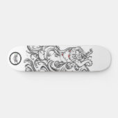 Witrode ogen zwart-wit lijnkunst persoonlijk skateboard (Horizontaal)