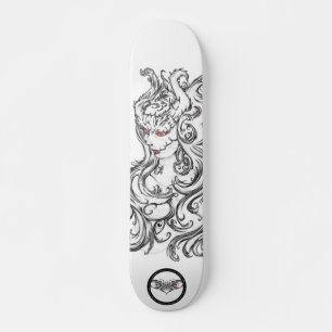 Witrode ogen zwart-wit lijnkunst persoonlijk skateboard
