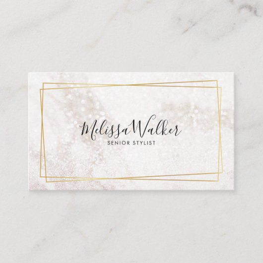 Witroosgouden glitter met gouden lijst visitekaartje (Voorkant)