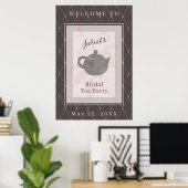 Witroze en diep taupe bruidstheetraject welkomstbo poster (Thuiskantoor)