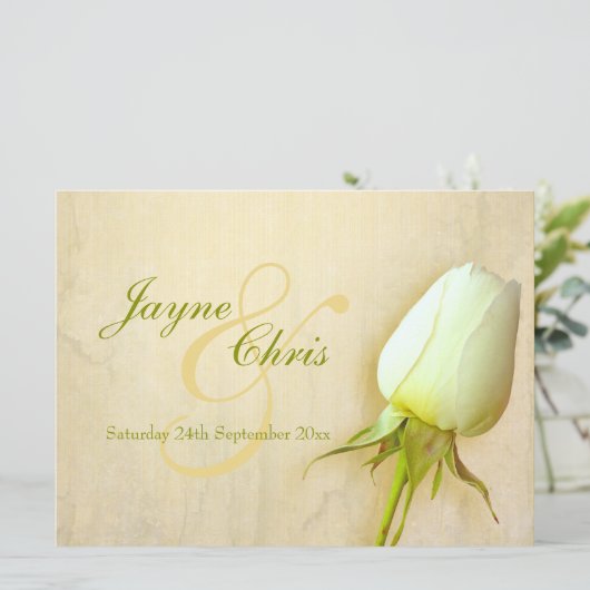 Witrozen bruiloft grote landschapsuitnodiging kaart (Staand voorkant)