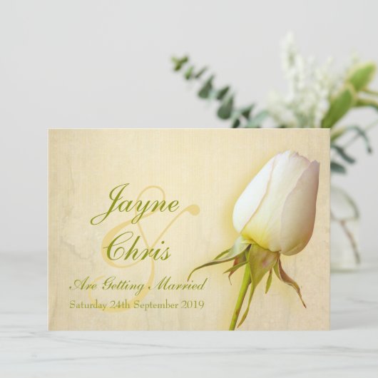 Witrozen bruiloft grote landschapsuitnodiging kaart (Staand voorkant)