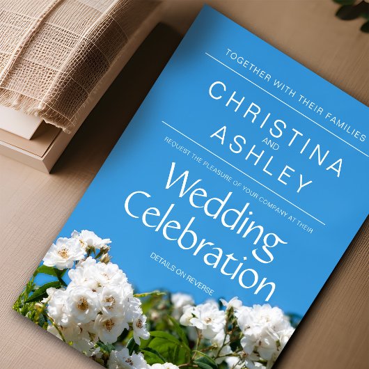 Witrozen bruiloft kaart