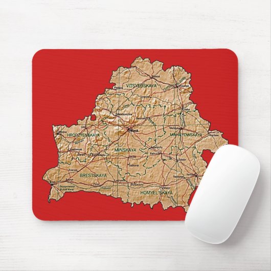 Witrussische Kaart Mousepad Muismat (Met muis)