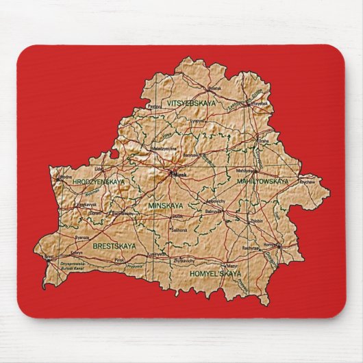 Witrussische Kaart Mousepad Muismat (Voorkant)