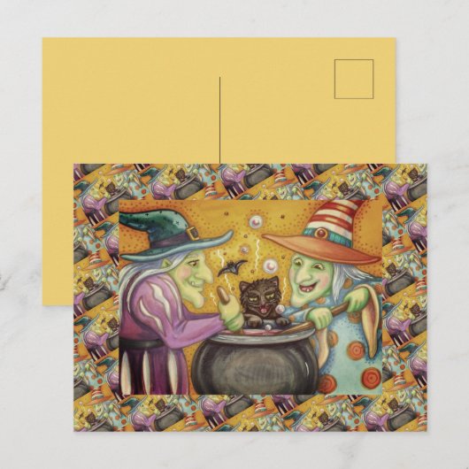 WITSERSE ZISTERS, ZWARTE CAT EN HALLOWEEN BREW FEESTDAGENKAART (Voorkant / Achterkant)