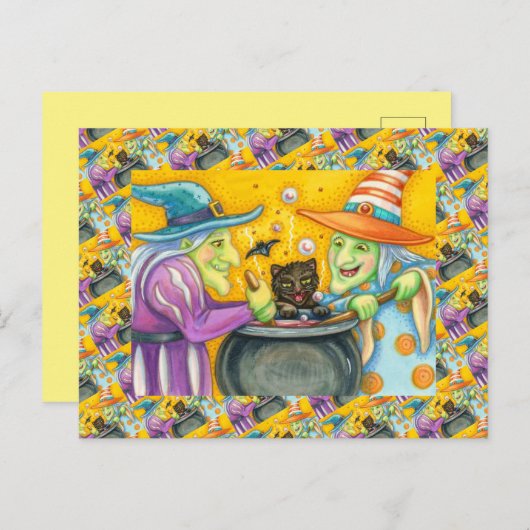 WITSERSE ZISTERS, ZWARTE CAT EN HALLOWEEN BREW FEESTDAGENKAART (Voorkant / Achterkant)