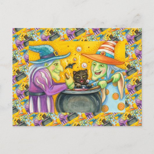 WITSERSE ZISTERS, ZWARTE CAT EN HALLOWEEN BREW FEESTDAGENKAART (Voorkant)