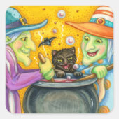WITSERSE ZISTERS, ZWARTE CAT EN HALLOWEEN BREW VIERKANTE STICKER (Voorkant)