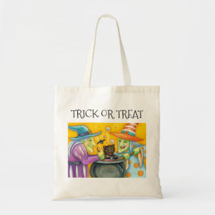 WITSERSE ZISTERS, ZWARTE KAT, HALLOWEEN TRICK OR T TOTE BAG