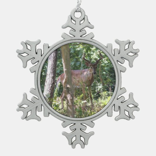 Witstaarster Tin Sneeuwvlok Ornament (Voorkant)