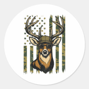 Witstaart Hert Jongenshirt Hertenjacht Camo Amerik Ronde Sticker