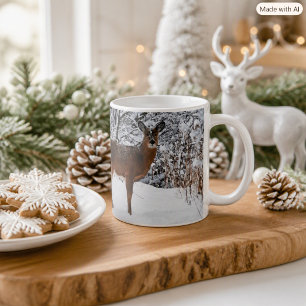 Witstaart Herten in Winterse Sneeuw Koffiemok