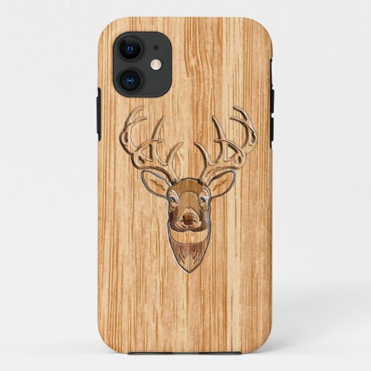 Witstaart Hertenkop Houtnerf Stijl Decoratie Case-Mate iPhone Case (Achterkant)