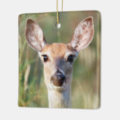 Witstaartbruin Deer Doe Keramisch Ornament (Links)