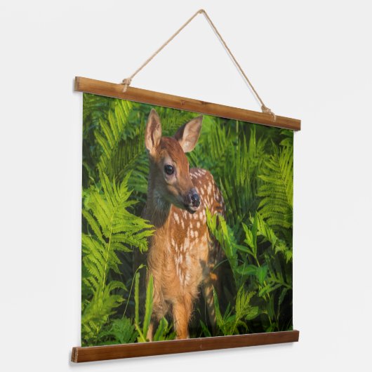 Witstaartdeer Fawn | Minnesota Hangend Wandkleed (Gebogen)