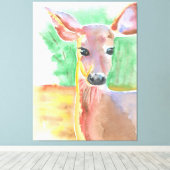 Witstaarthert aquarel canvas afdruk (Insitu (Houten vloer))