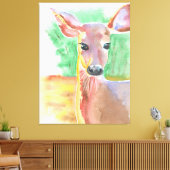 Witstaarthert aquarel canvas afdruk (Insitu (Woonkamer))
