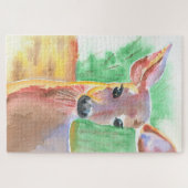 Witstaarthert aquarel legpuzzel (Horizontaal)