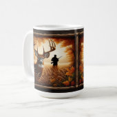 Witstaarthert en Jager Herfstbos Koffiemok (Voorkant links)