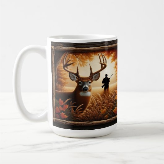 Witstaarthert en Jager Herfstbos Koffiemok (Links)