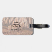 Witstaarthert in retro bosstijl natuur bagagelabel (Achterkant horizontaal)