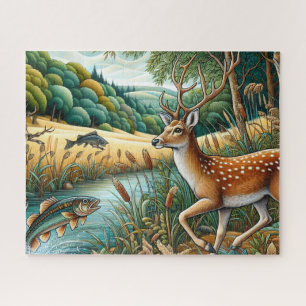 Witstaarthert Landschap Legpuzzel