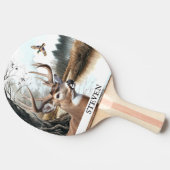 Witstaarthert Natuur Scène Wilde Eend Tafeltennisbatje (Zijkant)