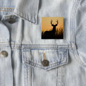 witstaarthert (Odocoileus virginianus) Vierkante Button 5,1 Cm (In situ)