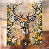 Witstaarthert omgeven door gele jessamine raamsticker (Vel 2)