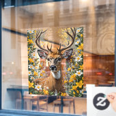 Witstaarthert Omringd Door Gele Jessamine Raamsticker (Cafe Raam)