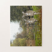 Witstaartherten in bos collagekunst legpuzzel (Verticaal)