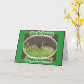 Witstaarthertenkalfjes Tweeling Felicitaties Kaart (Gele Bloem)