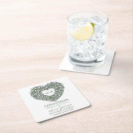 Wittaartaardeinktekenmonogram bruiloft kartonnen onderzetters (Insitu)