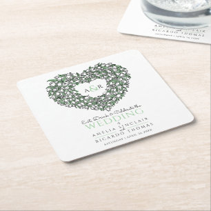 Wittaartaardeinktekenmonogram bruiloft kartonnen onderzetters