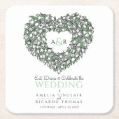 Wittaartaardeinktekenmonogram bruiloft kartonnen onderzetters (Voorkant)