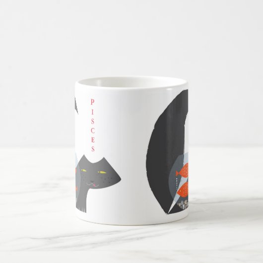 Witte 11 oz Klassieke Mok/Pisces-cat afbeelding Koffiemok (Center)