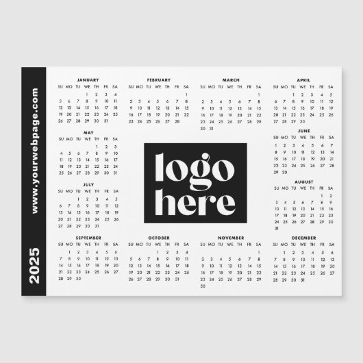 Witte 2025 Zakelijke Logo Magnetische Kalender (Voorkant)