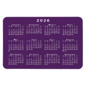 Witte 2026 Kalender op Paarse achtergrond Sjabloon Magneet (Horizontaal)