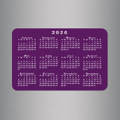 Witte 2026 Kalender op Paarse achtergrond Sjabloon Magneet
