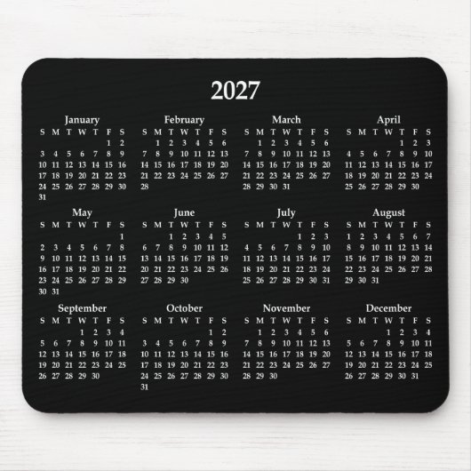 Witte 2027 Agenda op Zwart Muismat (Voorkant)