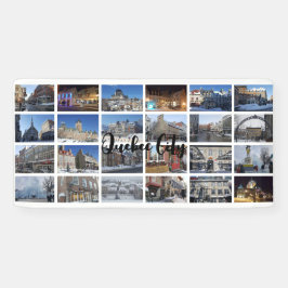 Witte 24 foto-collageraster op maat voor reizen spandoek
