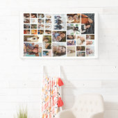 Witte 35 Foto Collage Aangepaste Verjaardagsbanner Spandoek (Insitu)
