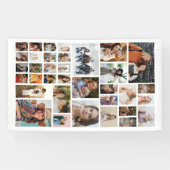 Witte 35 Foto Collage Aangepaste Verjaardagsbanner Spandoek (Horizontaal)